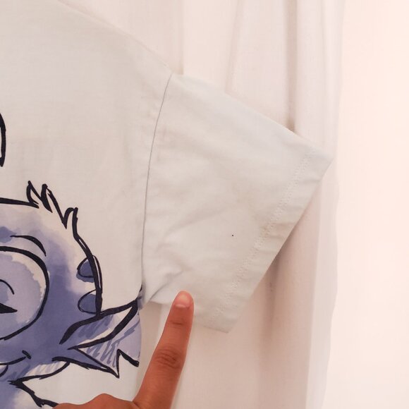 Disney Stitch & Angel Girls Light Blue Cute Watercolor Graphic T-shirt Size XL - Picture 9 of 13